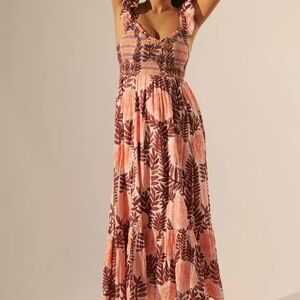 Anthropologie Cecilia Pettersson Smocked Maxi Dress XS